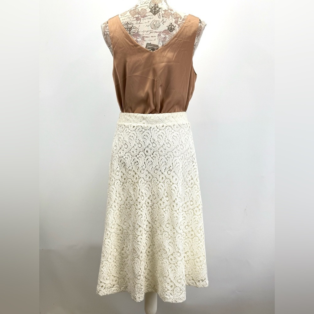 MASSIMO DUTTI Winter white Lace A-Line Skirt size 8 - Picture 8 of 15